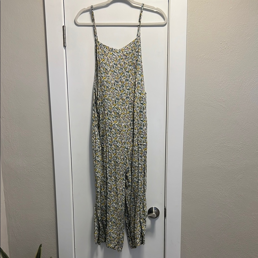 Carly Jean Los Angeles Blue and Yellow Jumpsuit with Spaghetti Straps